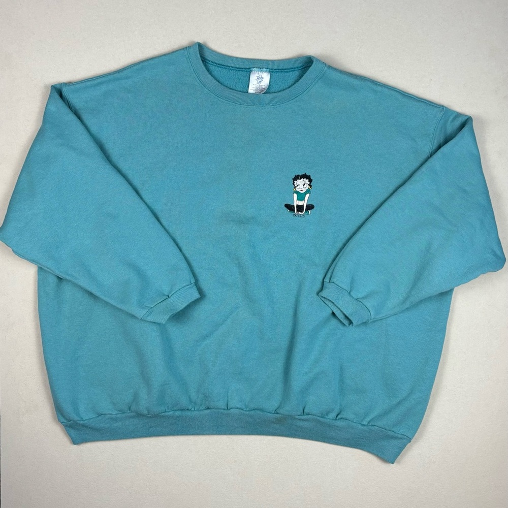 Vintage Betty Boop Sweater Teal Pullover Sweatshirt 90’s Vintage 3X 22W/24 Retro